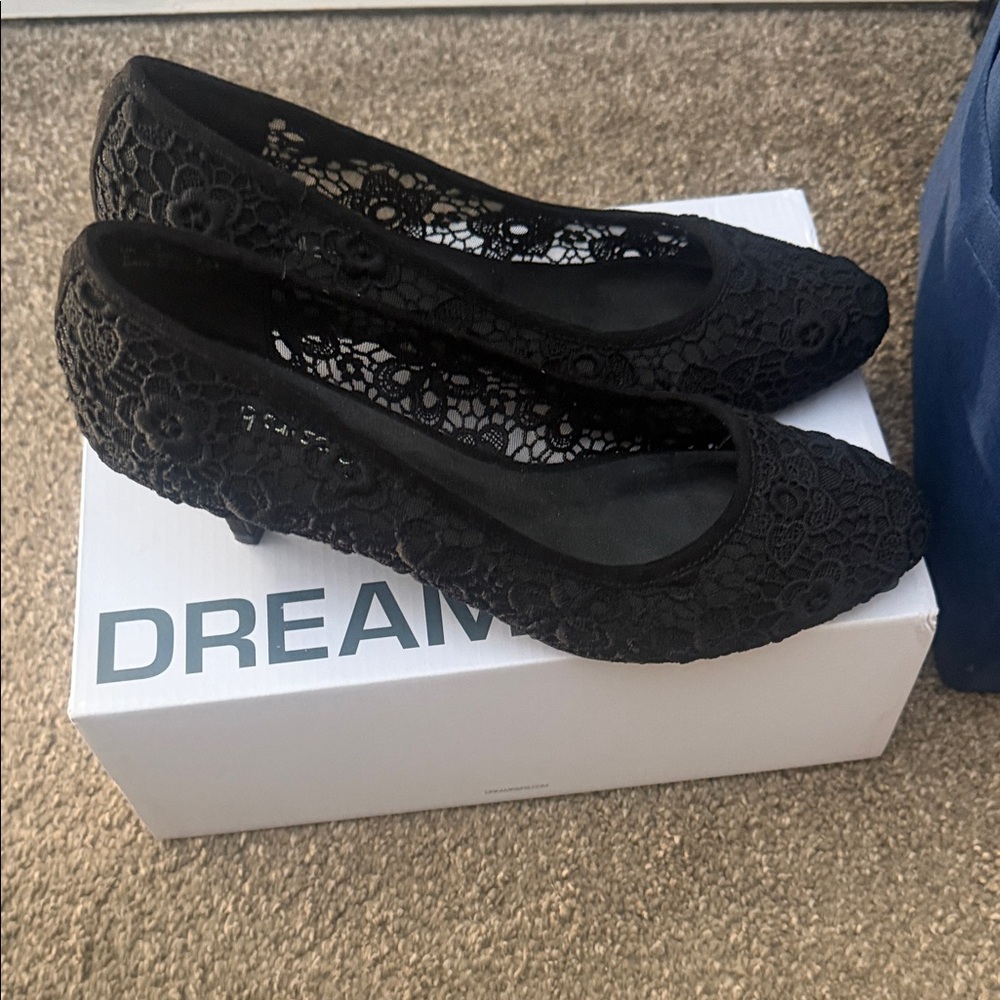 Long Tall Sally Black Lace Flats